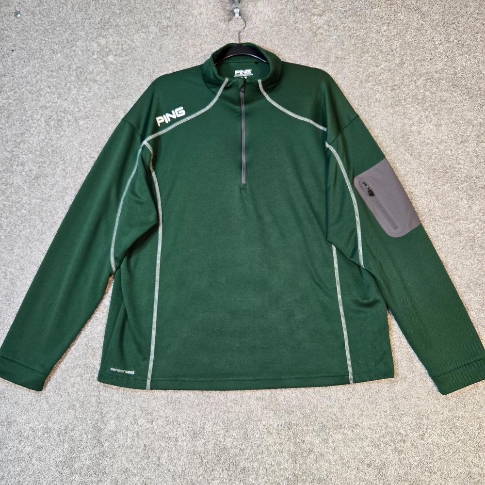 Ping 1/4 zip Golf Mens XL Green Sensor Cool Pullover long sleeve